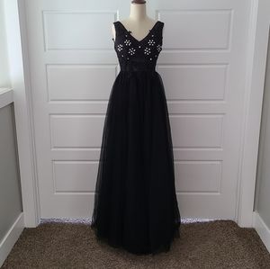 Black Tulle Beaded Ballgown